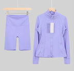 Flares or shorts set purple