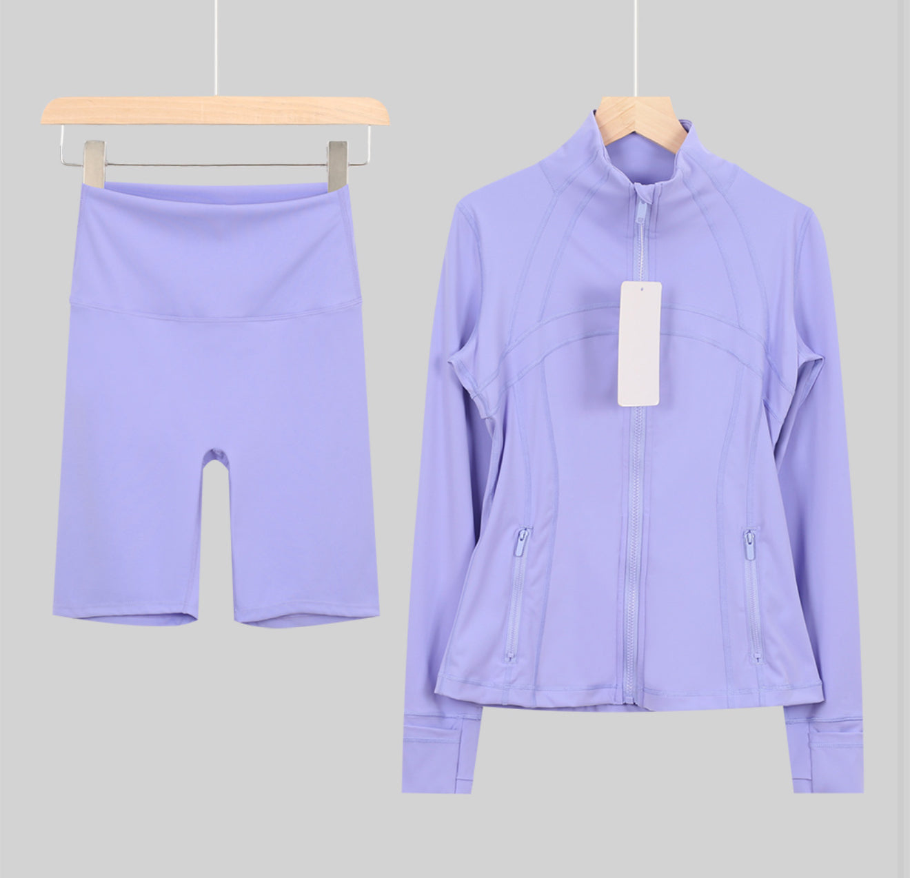 Flares or shorts set purple