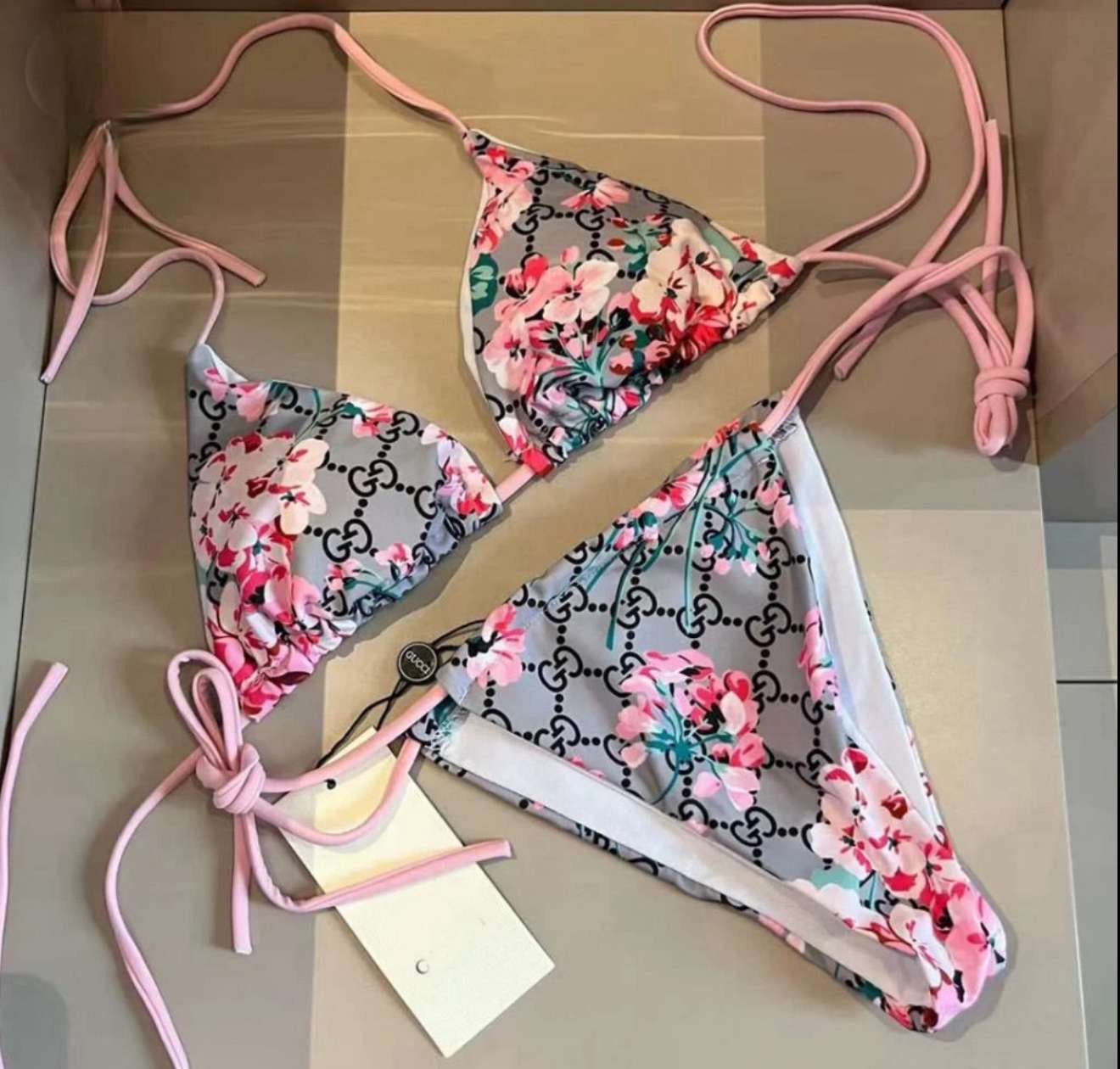 Pink flower bikini