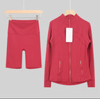 Leggings, shorts or flares set red gold