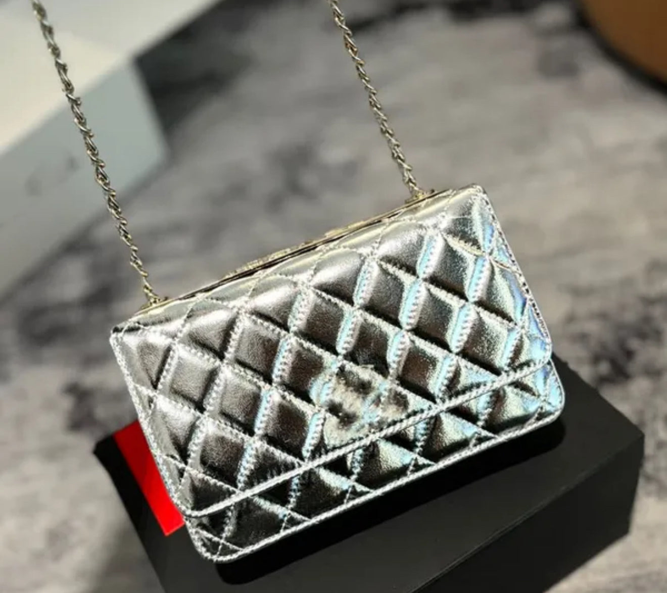 Gold cross body bag