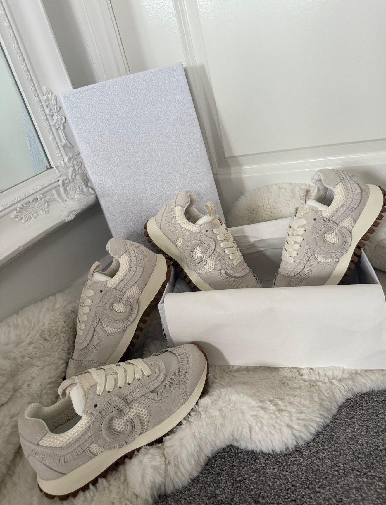 Beige cream trainers