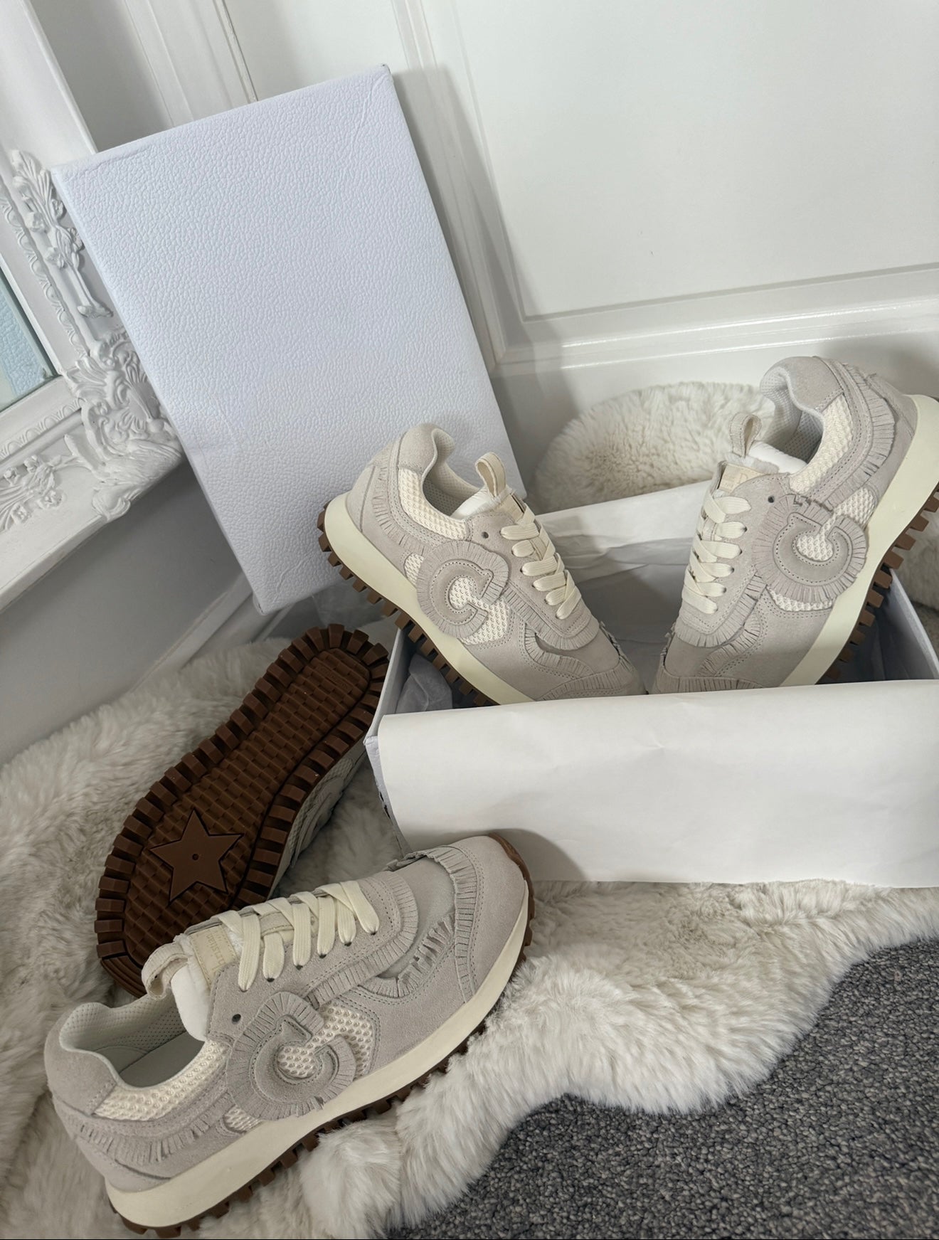 Beige cream trainers
