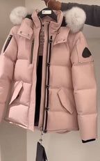 Pink coat white fur
