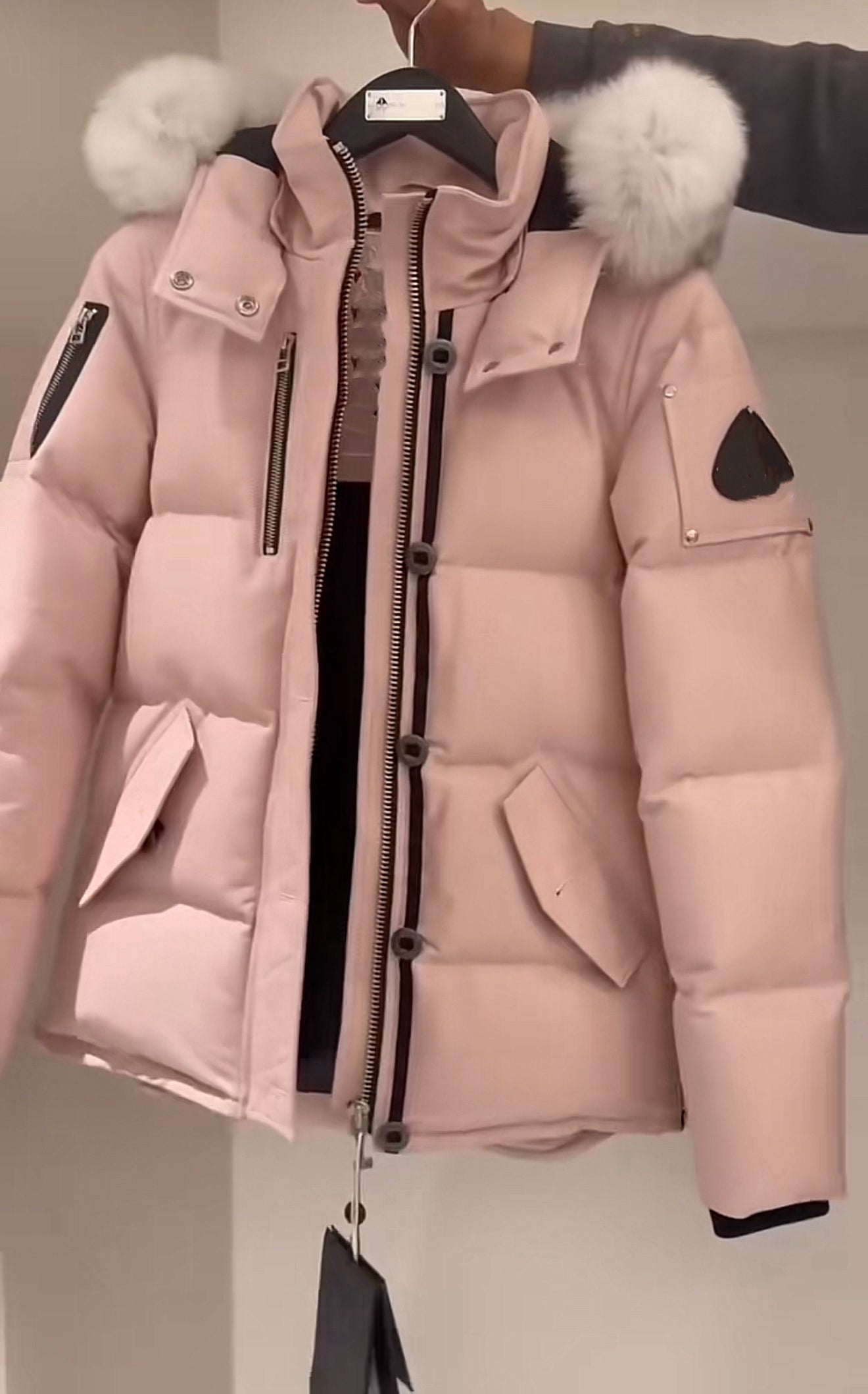 Pink coat white fur