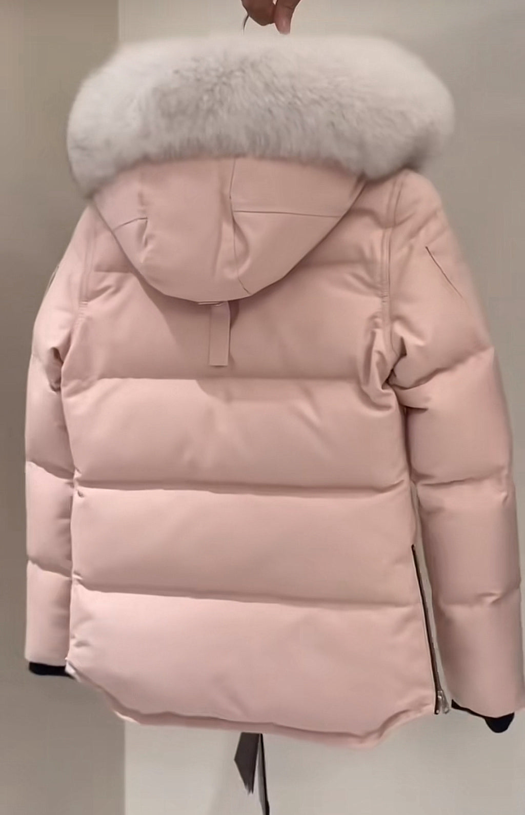 Pink coat white fur