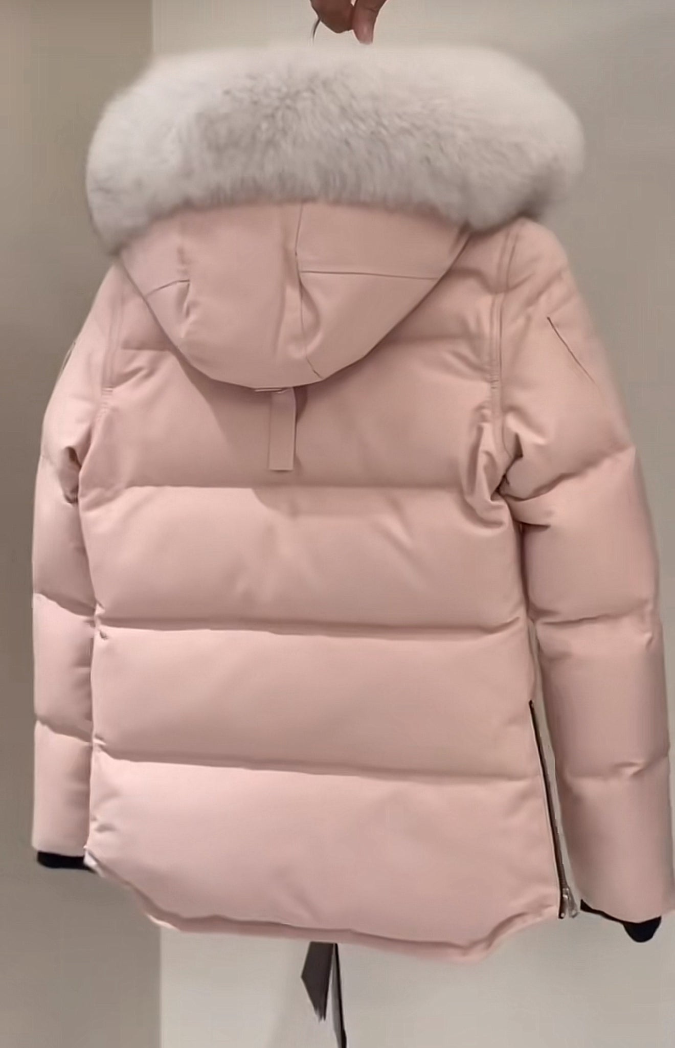 Pink coat white fur